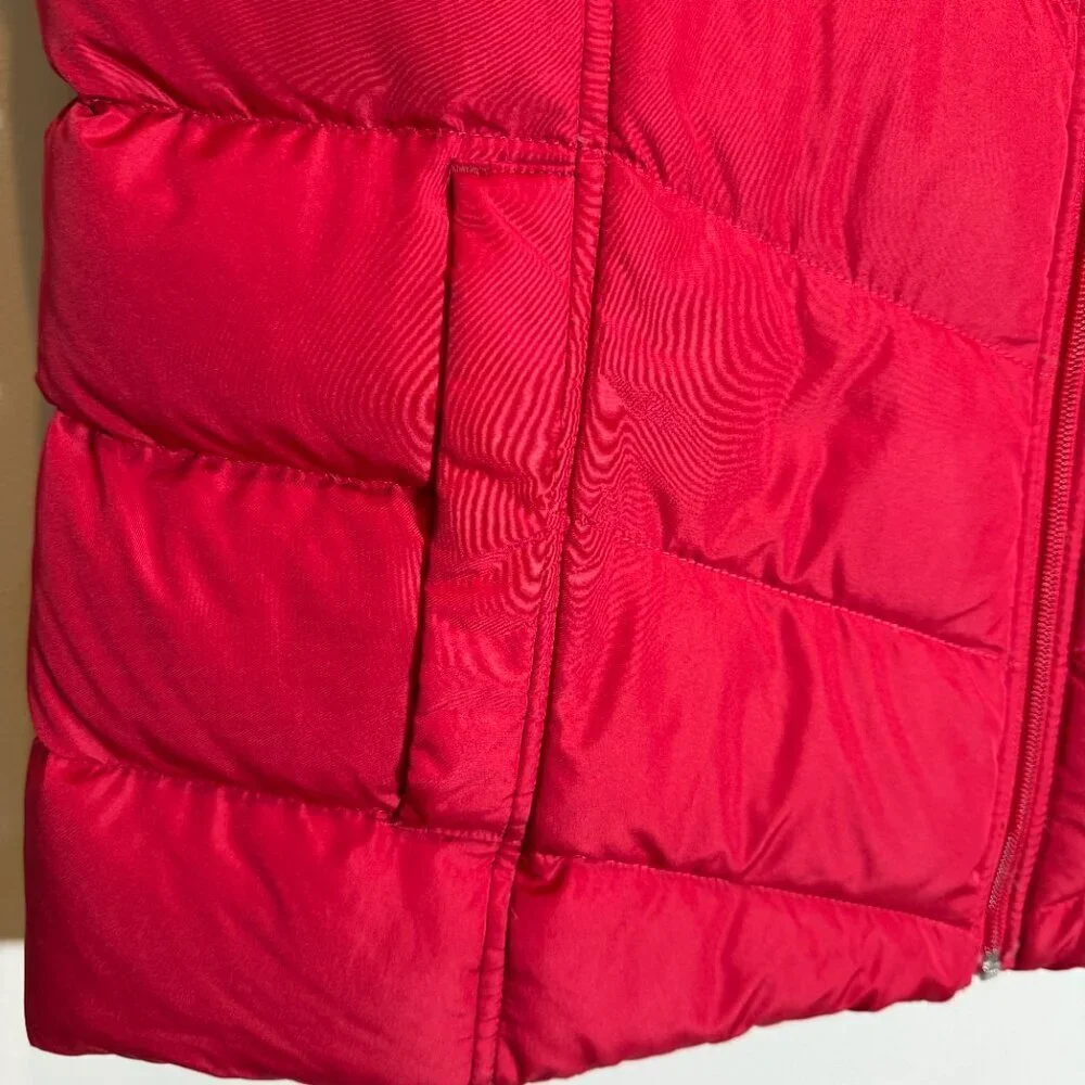 Lands' End Quilted Down Puffer Vest Women's Large Tall Red Insulated Outdoor
